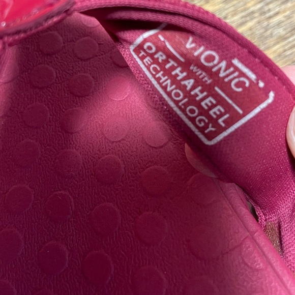 Vionic Tide II Leather Orthotic Sandals Pink Raspberry Patent Women 11 Flip Flop - Picture 8 of 10
